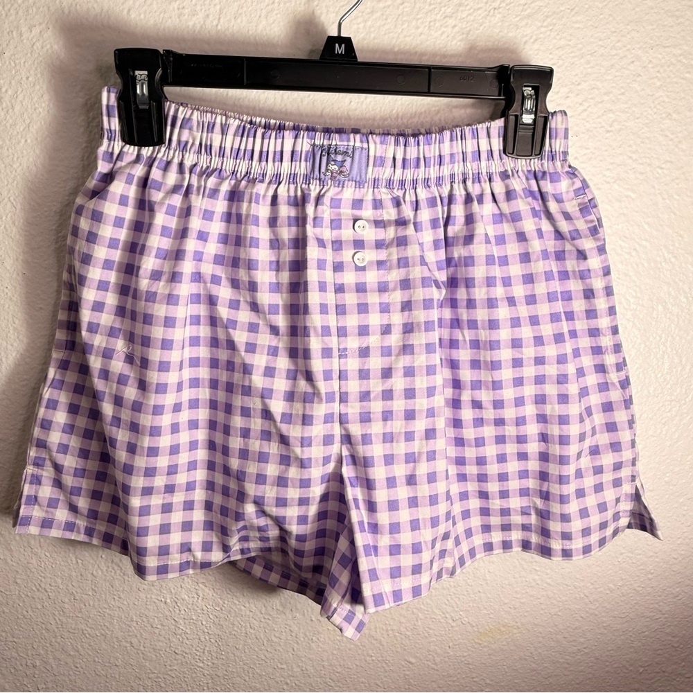 Kuromi x Sanrio Purple Plaid Boxer Pijama Shorts With Pockets New Size Medium
